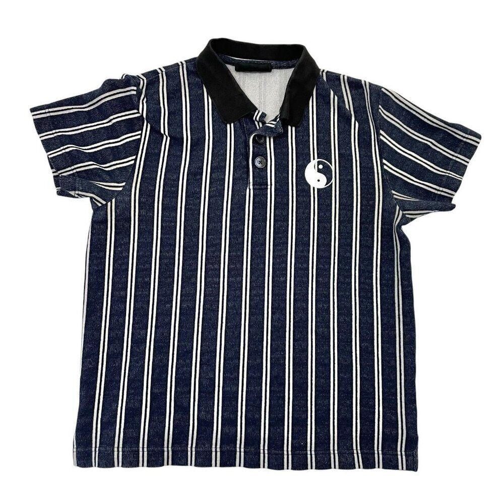 Striped Polo Shirt with Black Collar